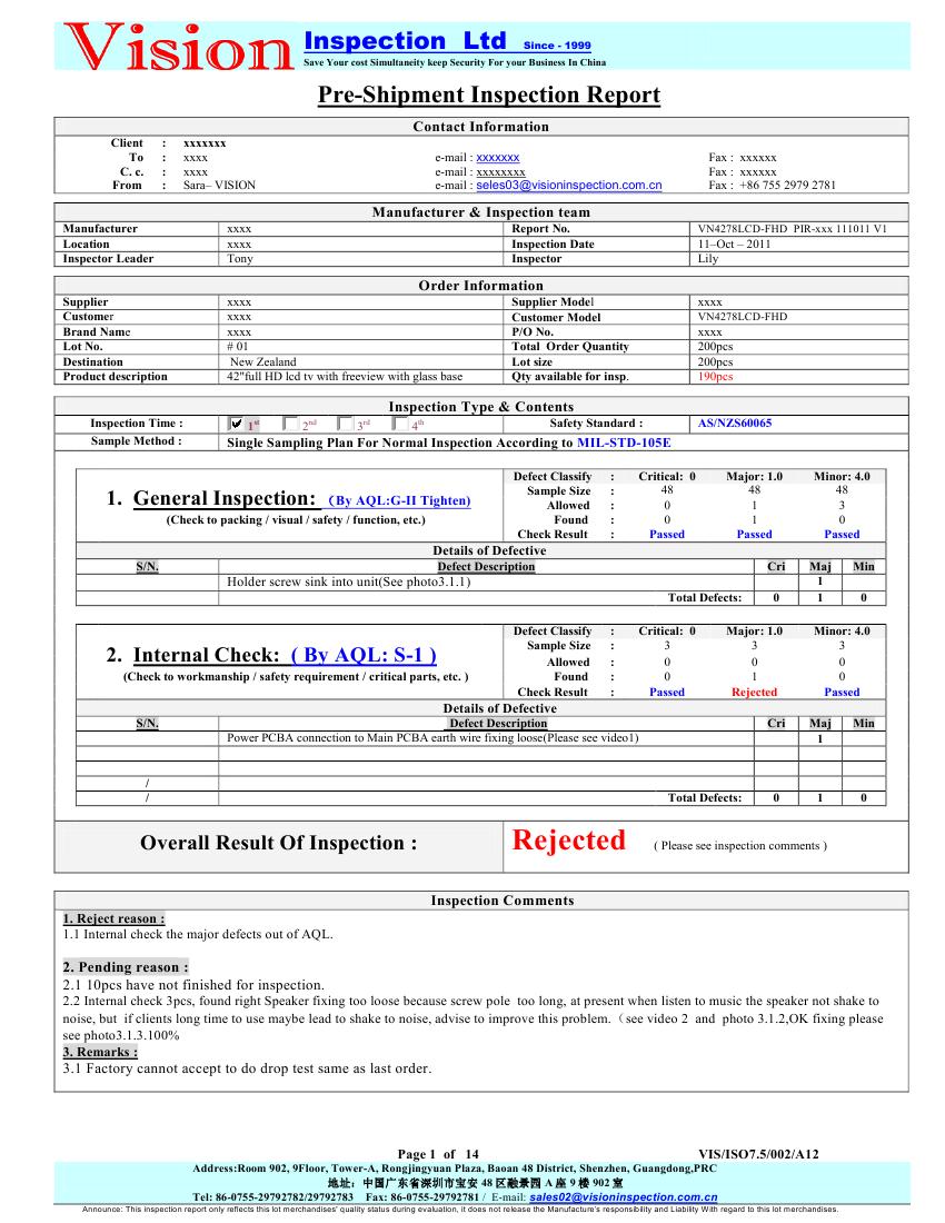 vision inspection ltd